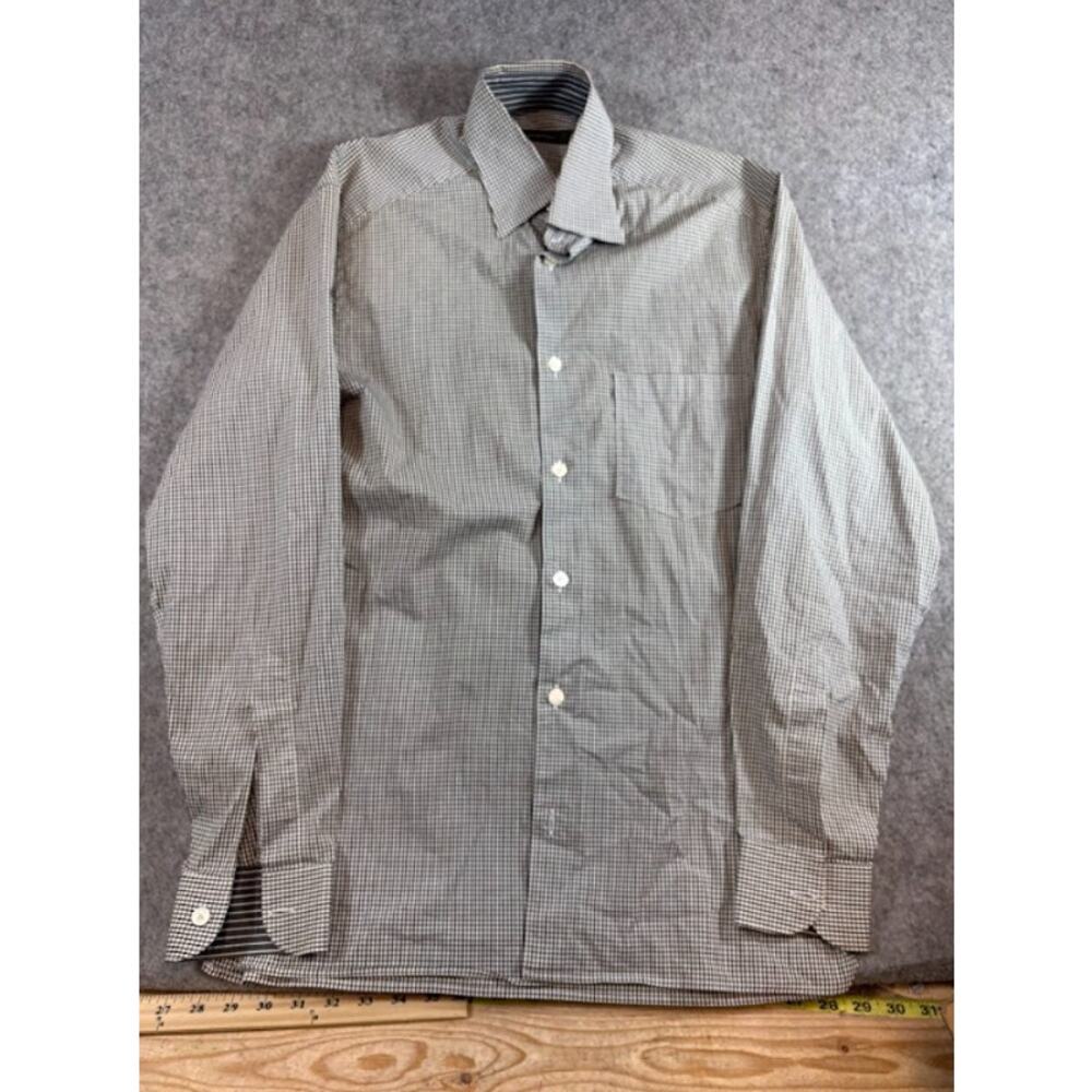 Ermenegildo Zegna Graph Check Button Down Shirt Mens Small Black White Luxury
